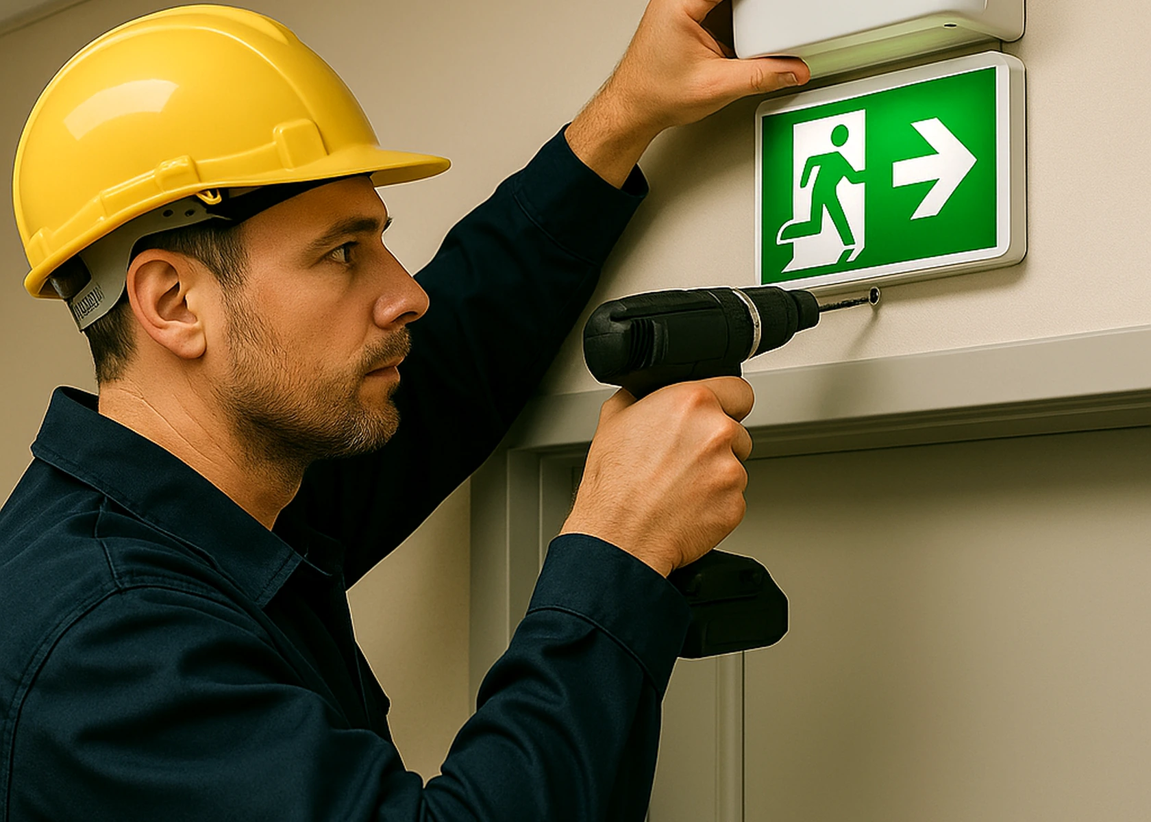 Emergency lighting installation with maintained and non-maintained fittings in Manchester