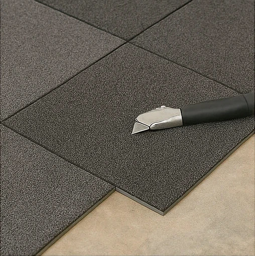 Carpet tiles laid with patterns and zoning