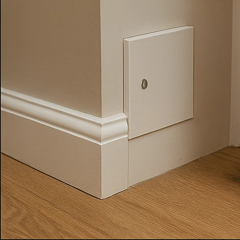 Boxing around services and pipework with access hatches