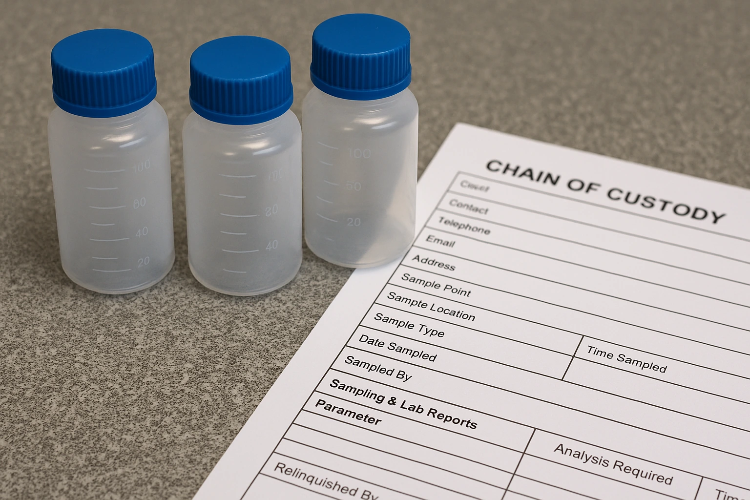 Water sampling with laboratory analysis